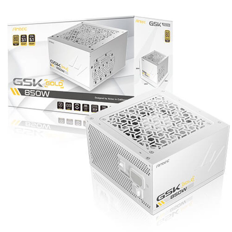 Antec GSK850 V2 850W 80Plus Gold Rated Power Supply, Fully Modular (White)