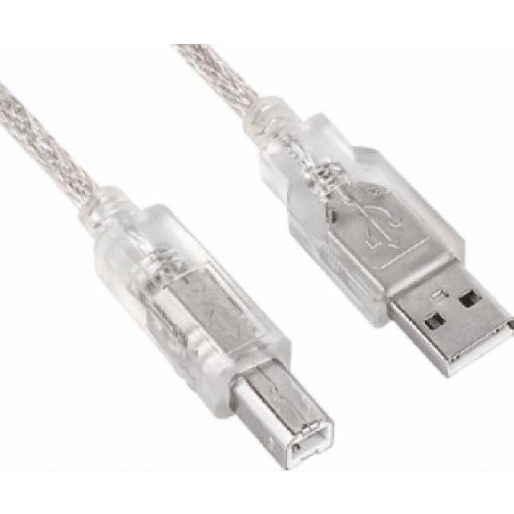 USB 2.0 Cable 2m A-B (Transparent)