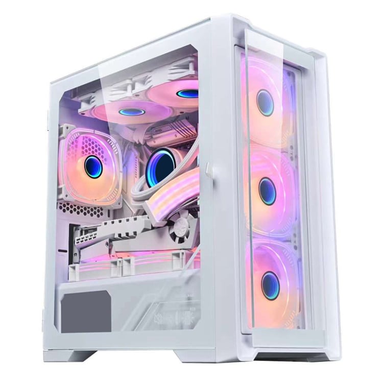 Crox K210G White mATX Case with 4x120mm ARGB Fans