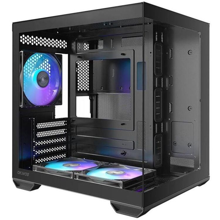 Okinos Mirage 4 Black mATX Case with 3xARGB Fans