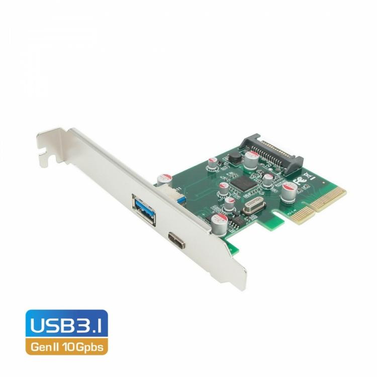 Simplecom PCIe 2 Port USB 3.1 Gen 2 10Gbps Type-C+TypeA Expansion Card