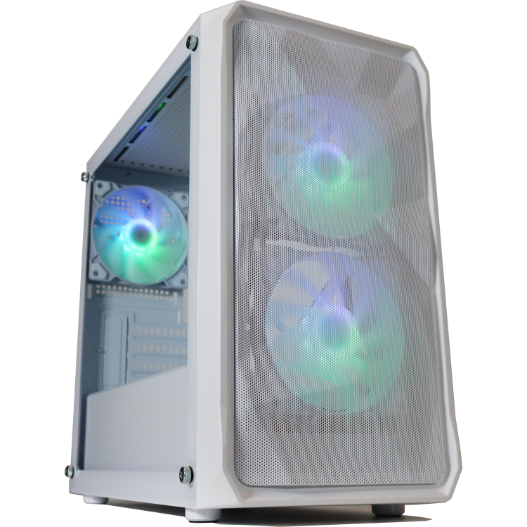 Crox S05MP mATX Case with 3x120mm ARGB Fans (White)